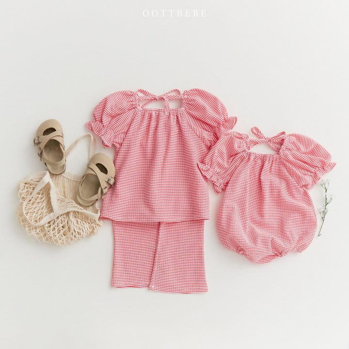 Oott Bebe - Korean Children Fashion - #kidzfashiontrend - Check Yoru Top Bottom Set - 5