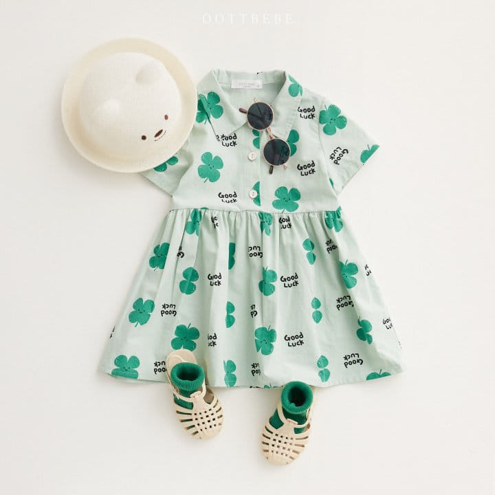 Oott Bebe - Korean Children Fashion - #kidzfashiontrend - Clover Collar One-Piece - 3