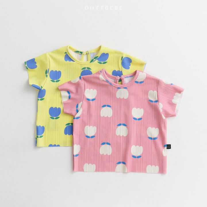 Oott Bebe - Korean Children Fashion - #Kfashion4kids - Tulip Pleats Top Bottom Set - 4