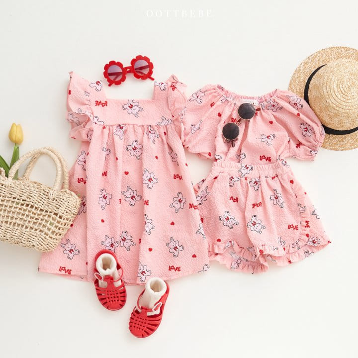 Oott Bebe - Korean Children Fashion - #littlefashionista - Love Rabbit Frill One-Piece - 7