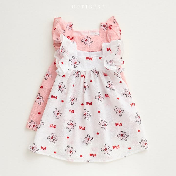 Oott Bebe - Korean Children Fashion - #magicofchildhood - Love Rabbit Frill One-Piece - 8