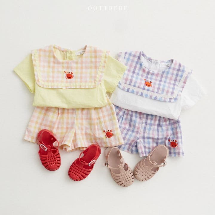 Oott Bebe - Korean Children Fashion - #magicofchildhood - Crap Collar Top Bottom Set - 4