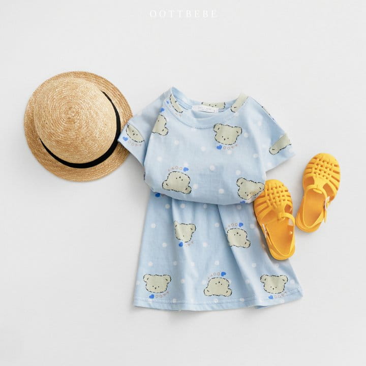 Oott Bebe - Korean Children Fashion - #prettylittlegirls - Dot Bear Crop Top Bottom Set - 3