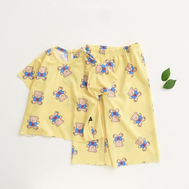 Oott Bebe - Korean Children Fashion - #prettylittlegirls - Bear Pleats Top Bottom Set - 2
