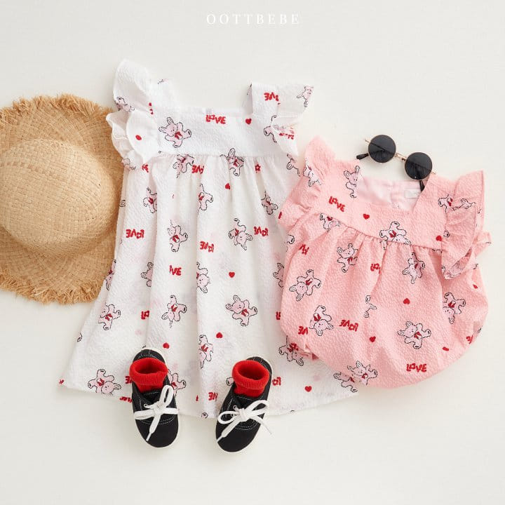 Oott Bebe - Korean Children Fashion - #prettylittlegirls - Love Rabbit Frill One-Piece - 10