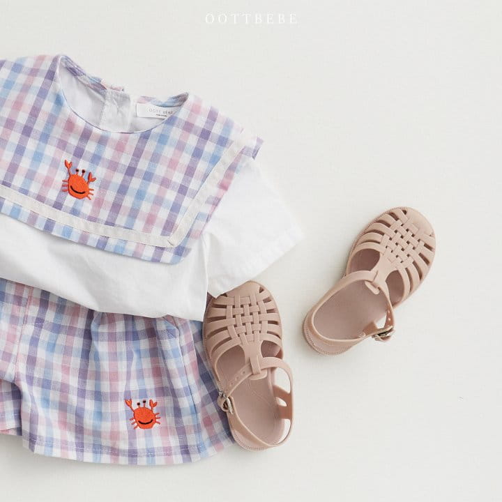 Oott Bebe - Korean Children Fashion - #todddlerfashion - Crap Collar Top Bottom Set - 6