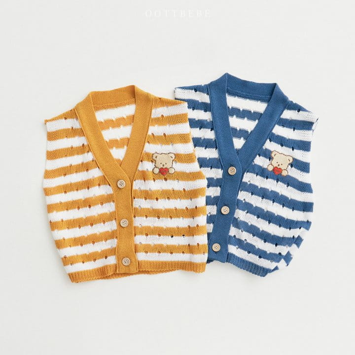 Oott Bebe - Korean Children Fashion - #todddlerfashion - Bear Knit Eyelet Vest