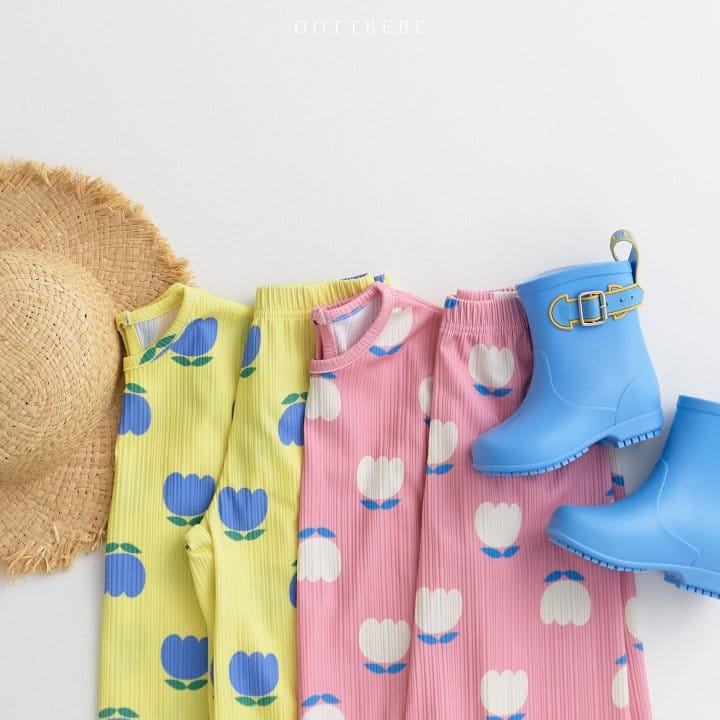 Oott Bebe - Korean Children Fashion - #todddlerfashion - Tulip Pleats Top Bottom Set - 8