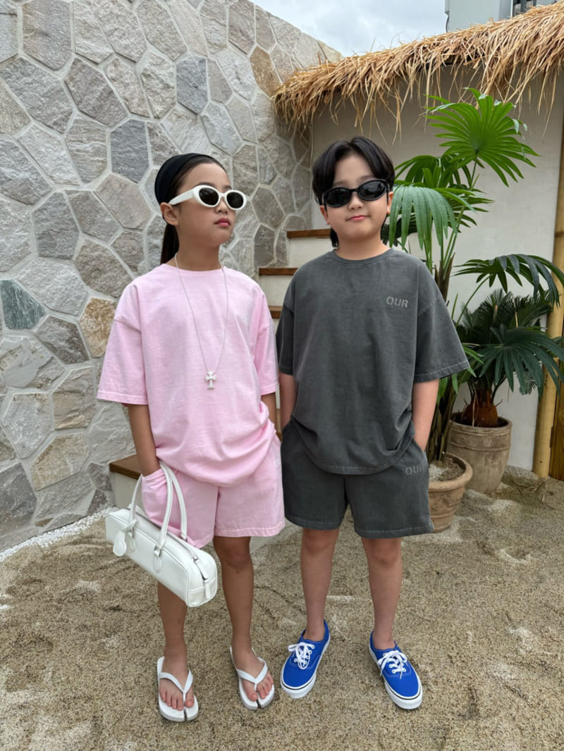 Our - Korean Children Fashion - #childofig - Piece-Dyed Back Logo Top Bottom Set - 3