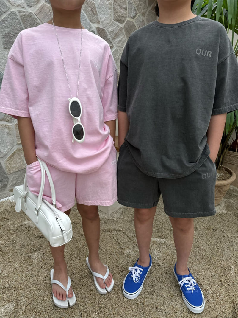 Our - Korean Children Fashion - #fashionkids - Piece-Dyed Back Logo Top Bottom Set - 7