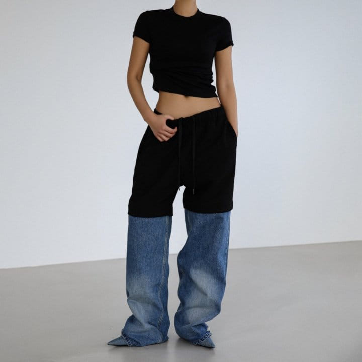 Paper Moon - Korean Women Fashion - #momslook - Ribbed Slim Crewneck Basic T Shirt