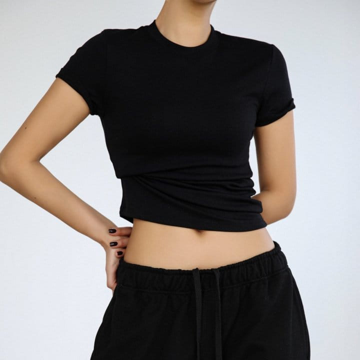 Paper Moon - Korean Women Fashion - #momslook - Ribbed Slim Crewneck Basic T Shirt - 5