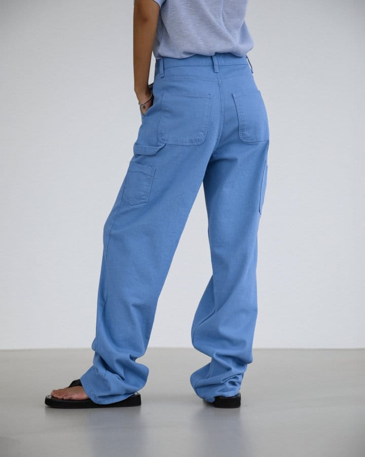 Paper Moon - Korean Women Fashion - #momslook - Pastel Color C Denim Carpenter Trousers - 8