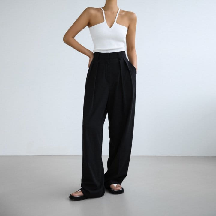 Paper Moon - Korean Women Fashion - #momslook - V Line Strap Ribbed Knit Sleeveless Top - 10