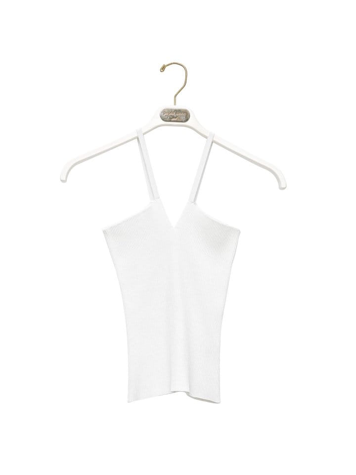 Paper Moon - Korean Women Fashion - #momslook - V Line Strap Ribbed Knit Sleeveless Top - 8