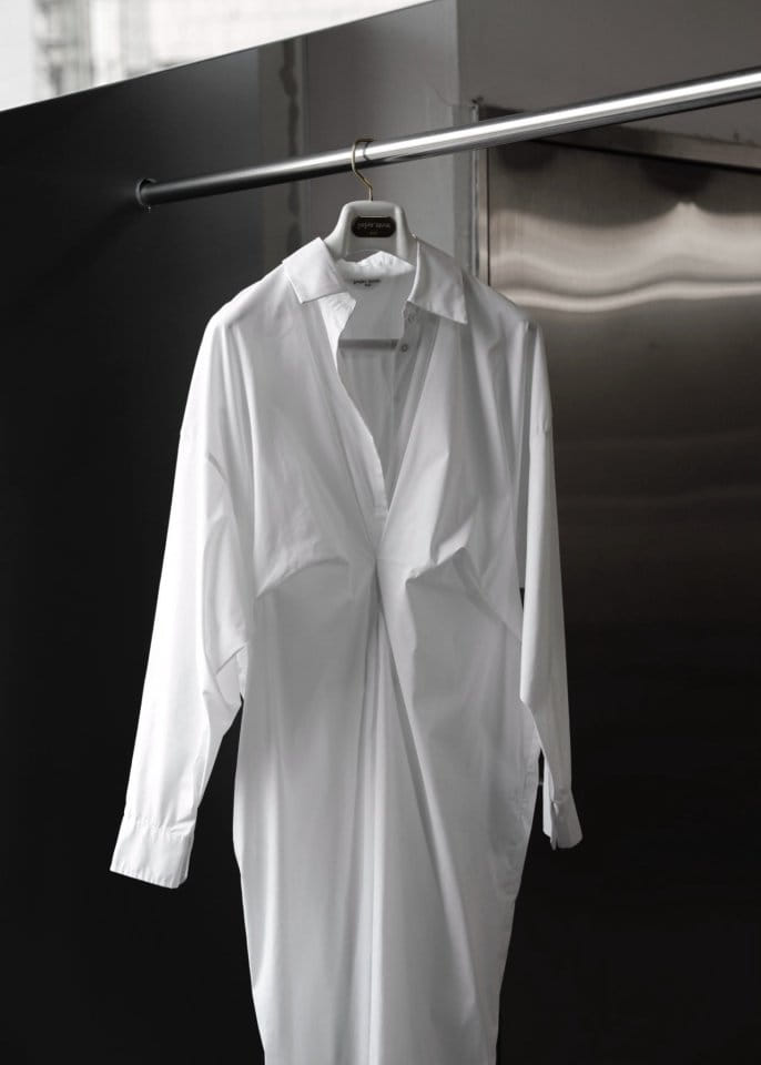 Paper Moon - Korean Women Fashion - #momslook - Front Gathered Oversized Shirt Dress - 3