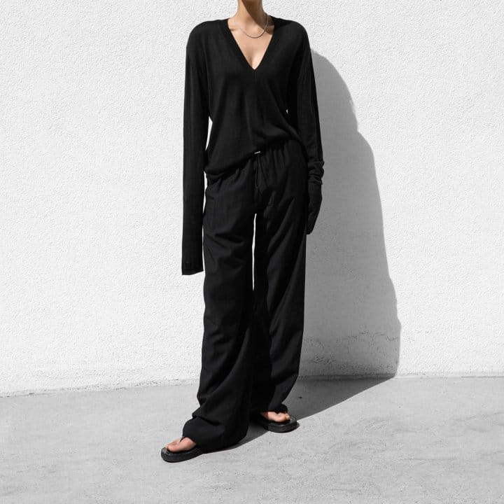 Paper Moon - Korean Women Fashion - #momslook - Banded Cozy Wide Trousers