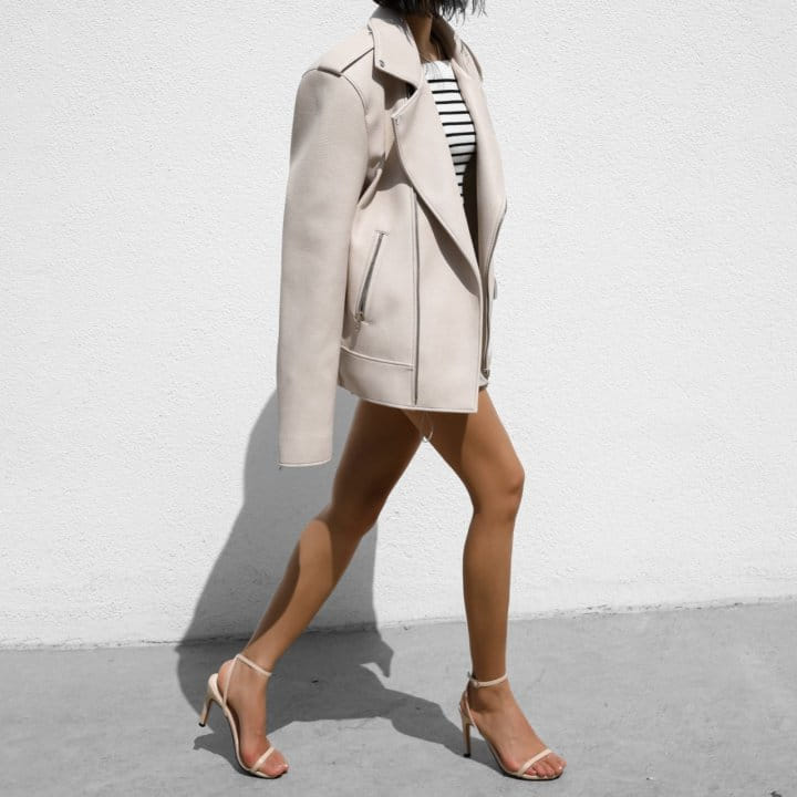 Paper Moon - Korean Women Fashion - #womensfashion - Oversized Chunky Zipped Vegan L Bike Jacket - 4