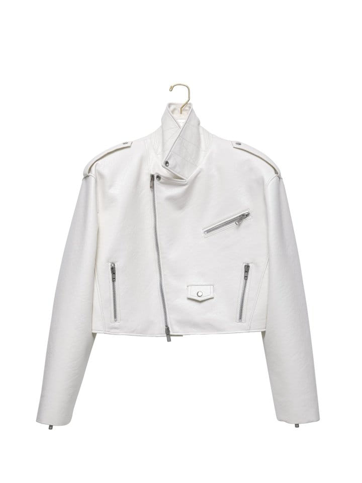 Paper Moon - Korean Women Fashion - #momslook - Oversized Vegan L Cropped Chunky Biker Jacket - 7