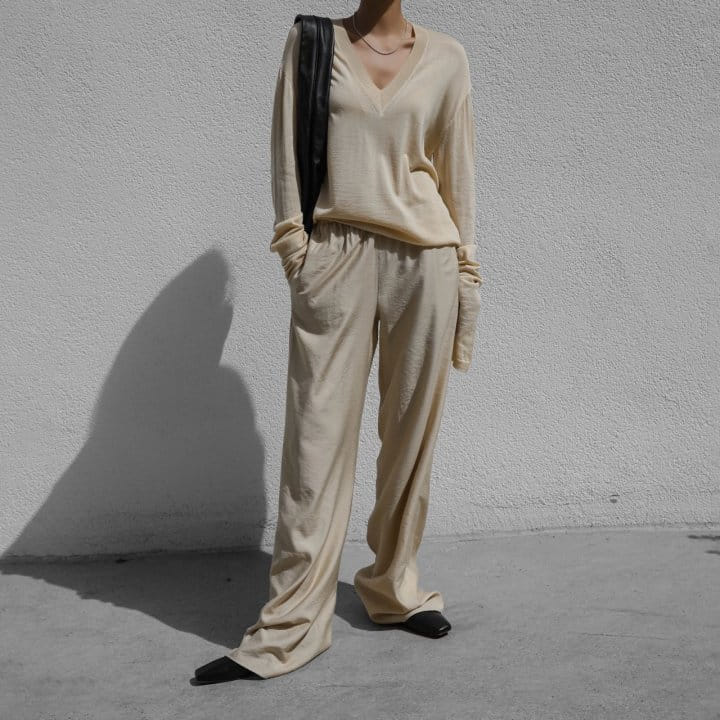 Paper Moon - Korean Women Fashion - #momslook - Banded Cozy Wide Trousers - 2
