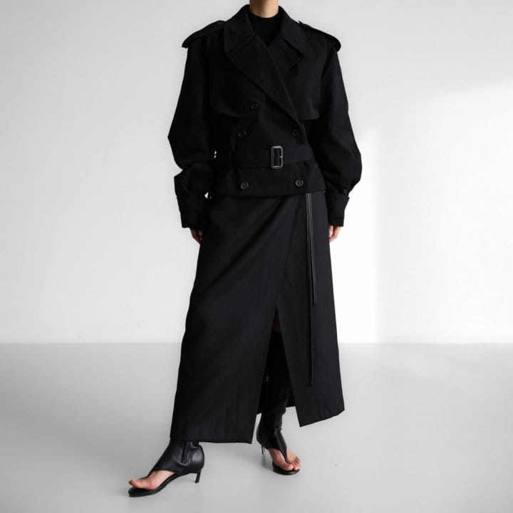 Paper Moon - Korean Women Fashion - #momslook - Oversized Cropped Trench Coat - 9