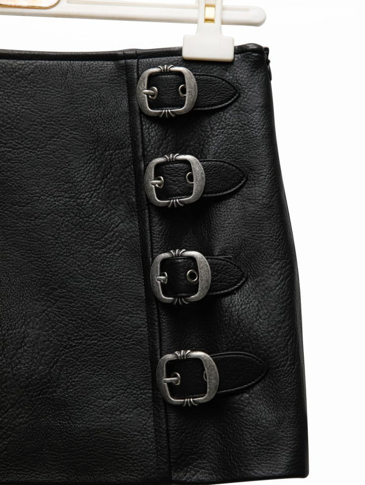 Paper Moon - Korean Women Fashion - #momslook - Vegan L Belt Buckle Detail Mini Skirt - 9