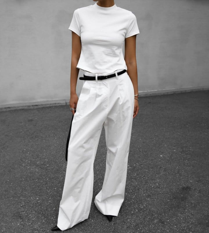 Paper Moon - Korean Women Fashion - #shopsmall - C Two Pin Tuck Wide Trousers - 4