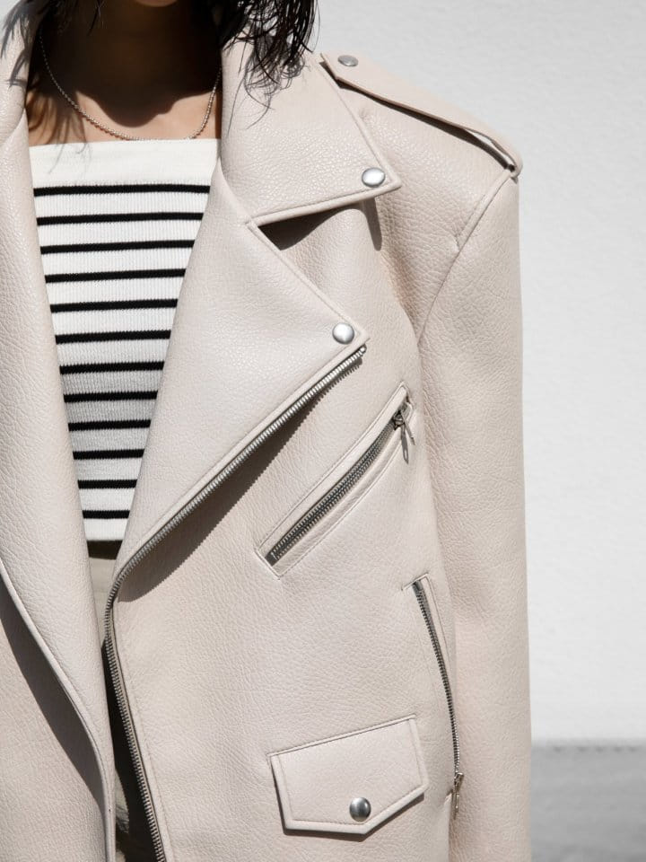 Paper Moon - Korean Women Fashion - #thelittlethings - Oversized Chunky Zipped Vegan L Bike Jacket