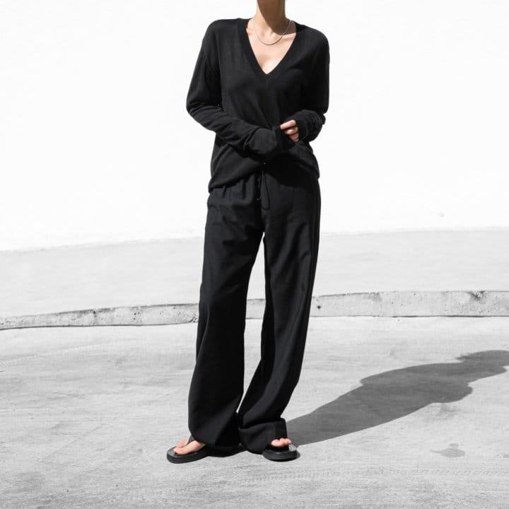 Paper Moon - Korean Women Fashion - #vintageinspired - Banded Cozy Wide Trousers - 3