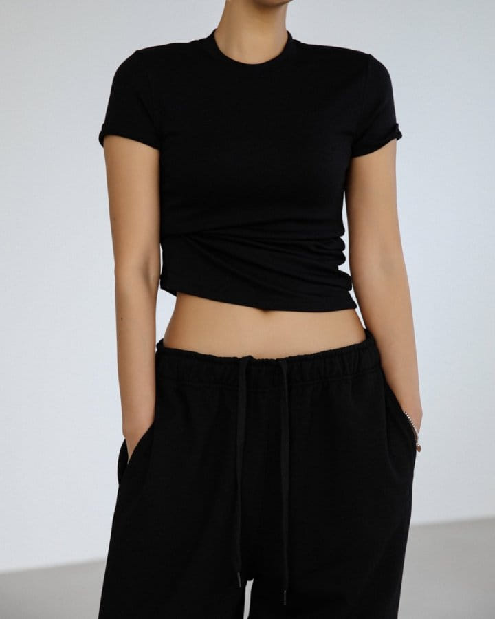 Paper Moon - Korean Women Fashion - #womensfashion - Ribbed Slim Crewneck Basic T Shirt - 8