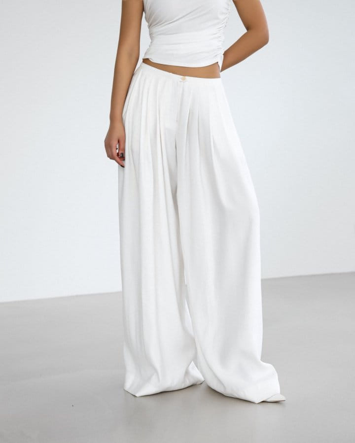 Paper Moon - Korean Women Fashion - #womensfashion - Bamboo Pleated Pin Tuck Wide Trousers - 6