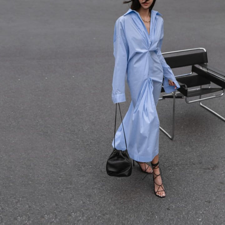 Paper Moon - Korean Women Fashion - #womensfashion - Front Gathered Oversized Shirt Dress - 10