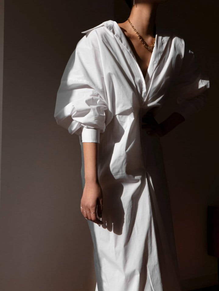 Paper Moon - Korean Women Fashion - #womensfashion - Front Gathered Oversized Shirt Dress - 6