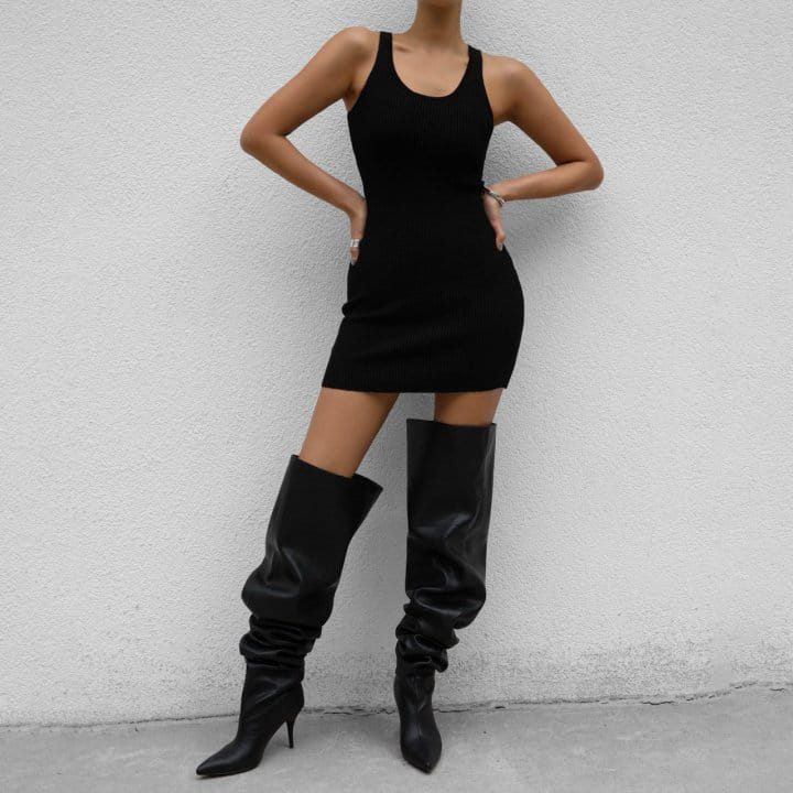 Paper Moon - Korean Women Fashion - #womensfashion - Sleeveless Ribbed Knit Mini Dress - 5