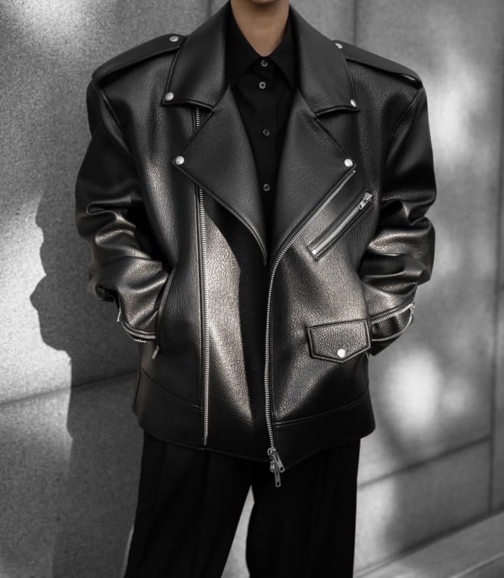 Paper Moon - Korean Women Fashion - #womensfashion - Oversized Chunky Zipped Vegan L Bike Jacket - 7