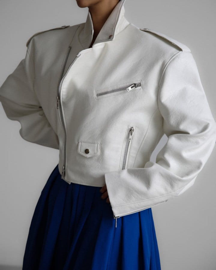 Paper Moon - Korean Women Fashion - #momslook - Oversized Vegan L Cropped Chunky Biker Jacket - 4