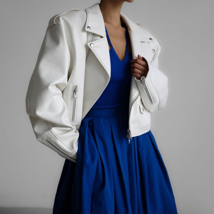 Paper Moon - Korean Women Fashion - #womensfashion - Oversized Vegan L Cropped Chunky Biker Jacket - 6