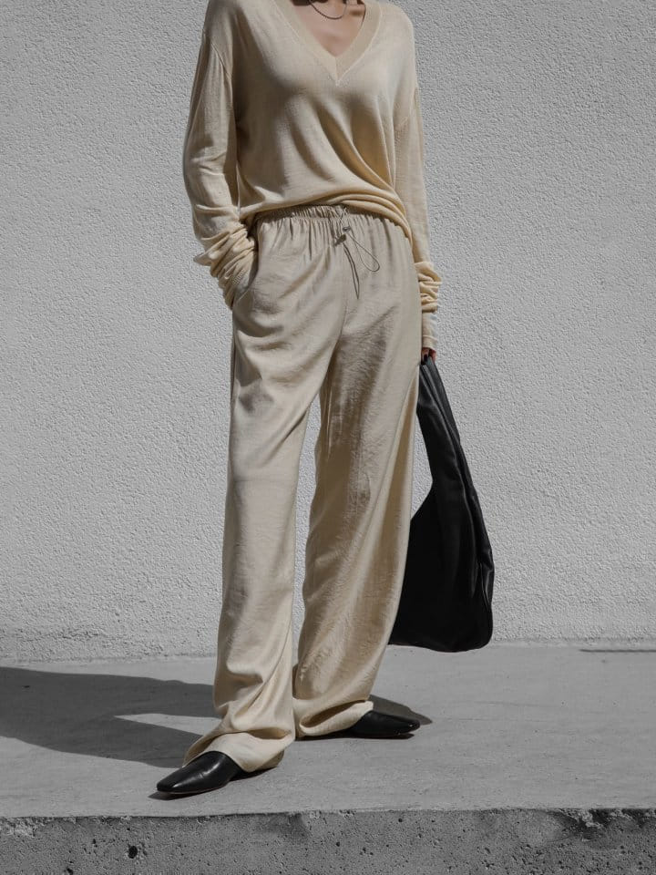 Paper Moon - Korean Women Fashion - #womensfashion - Banded Cozy Wide Trousers - 3