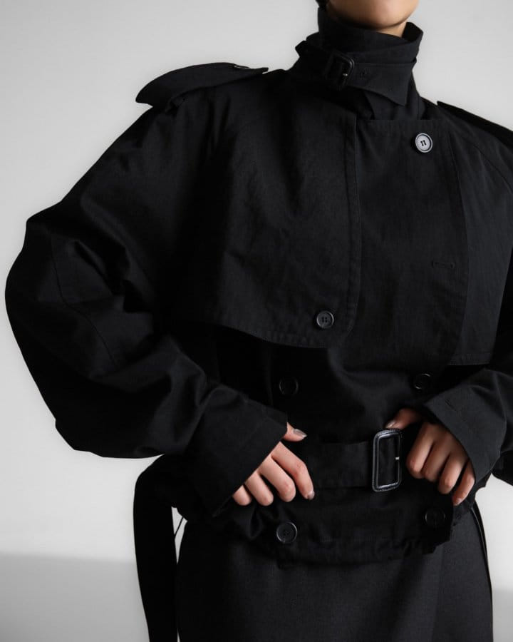 Paper Moon - Korean Women Fashion - #momslook - Oversized Cropped Trench Coat - 4