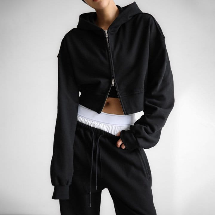 Paper Moon - Korean Women Fashion - #womensfashion - Stringless Cropped Two Way Full Zipped Up Hoody - 2