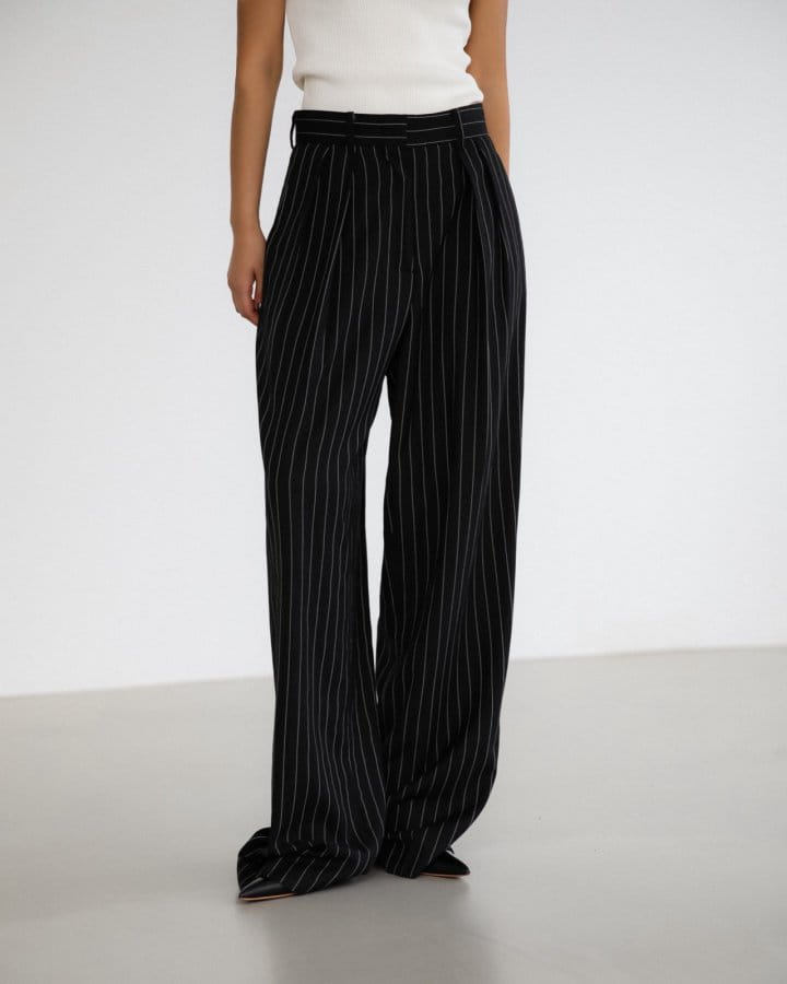 Paper Moon - Korean Women Fashion - #womensfashion - Wide Pin Stripe Set Up Suit Pleated Trousers - 10