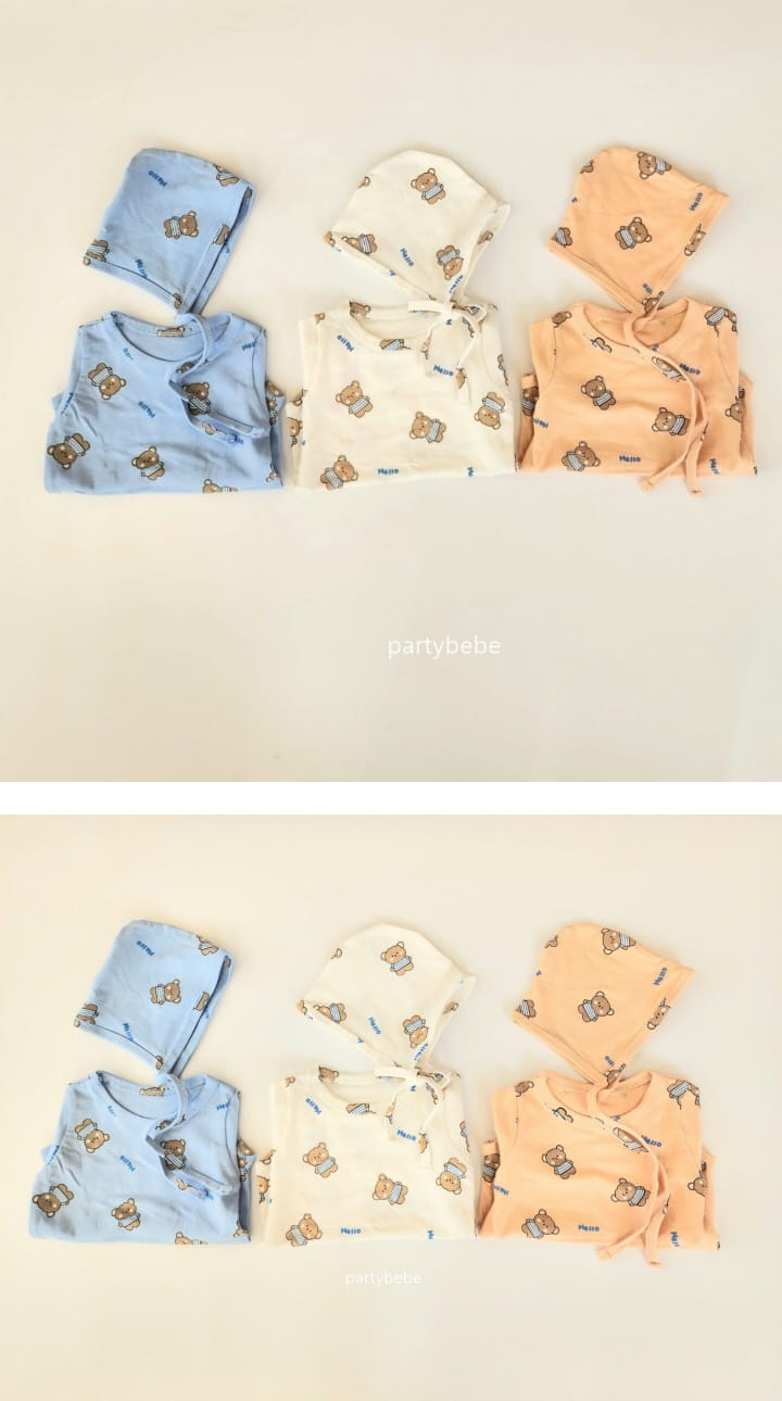 Party Kids - Korean Baby Fashion - #babylifestyle - Hello Bear Body Suit Set - 2