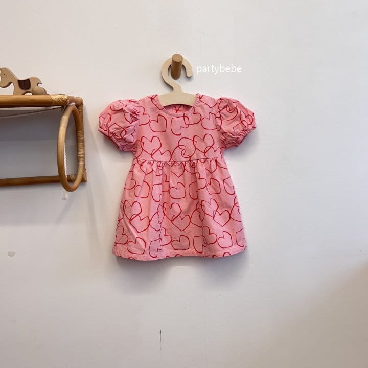 Party Kids - Korean Baby Fashion - #onlinebabyshop - Heart One-Piece
