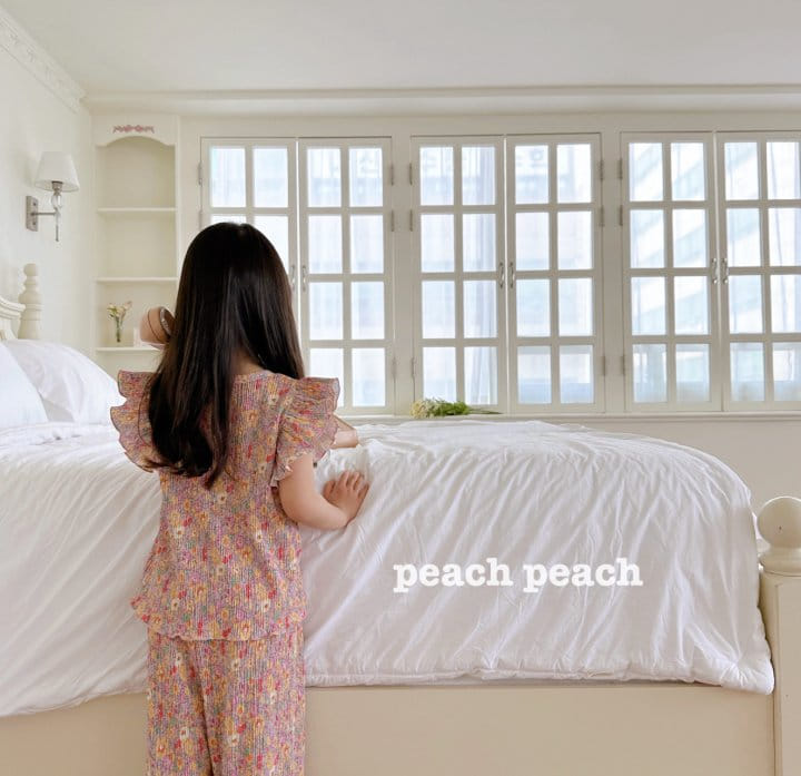 Peach peach - Korean Children Fashion - #kidzfashiontrend - Peony Pleats Top Bottom Set - 6