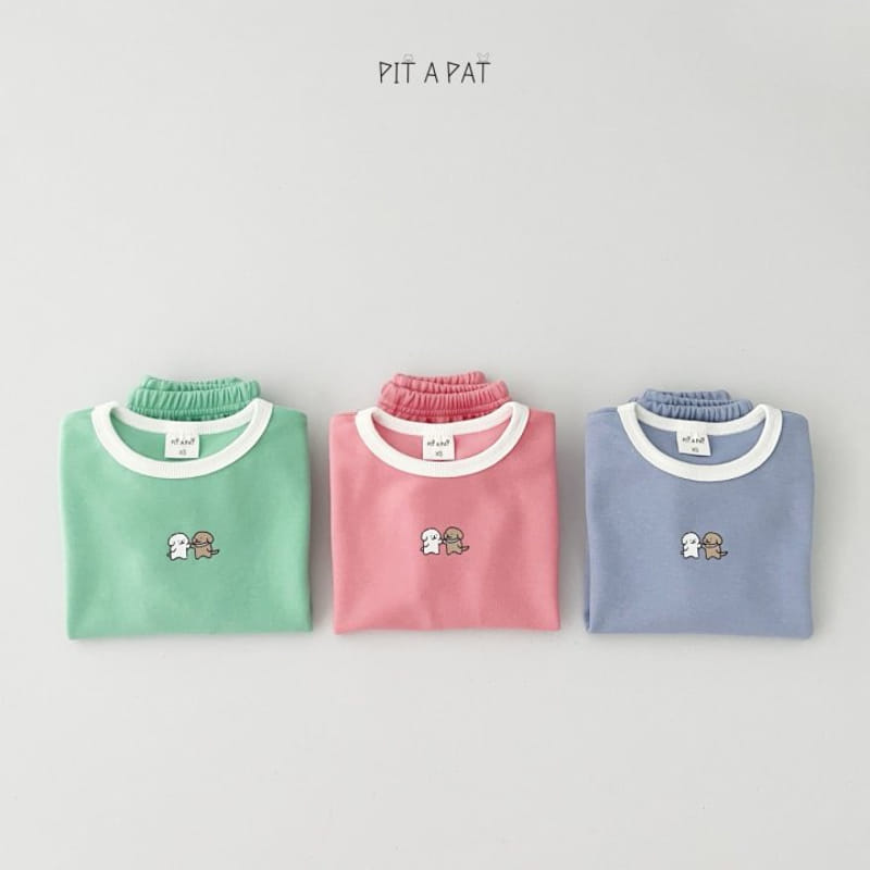 Pitapat - Korean Children Fashion - #kidzfashiontrend - Puppy High Five Top Bottom Set - 4
