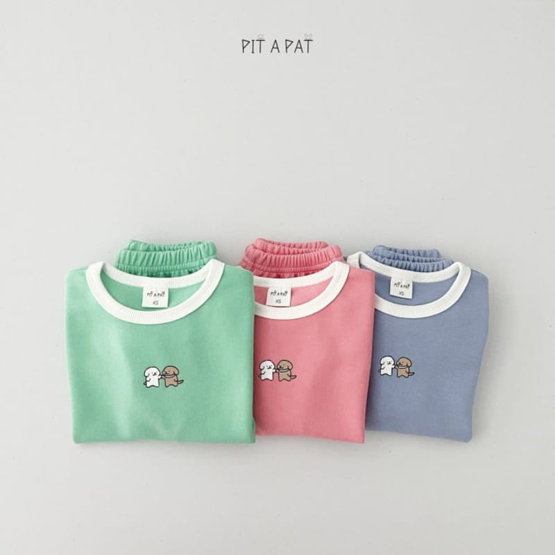 Pitapat - Korean Children Fashion - #kidzfashiontrend - Puppy High Five Top Bottom Set - 3