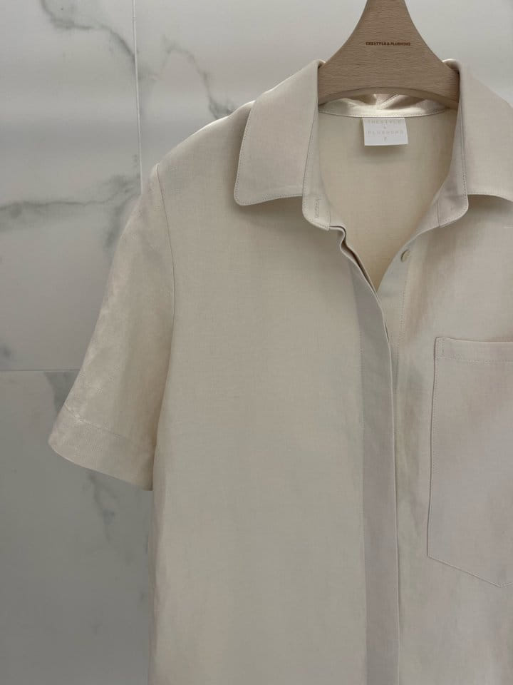 Plushong - Korean Women Fashion - #momslook - L Short Sleeve Pocket Shirt - 6