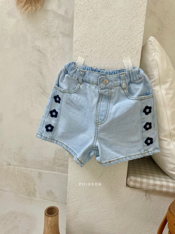 Poisson - Korean Children Fashion - #littlefashionista - Daisy Embroidery Shorts - 2