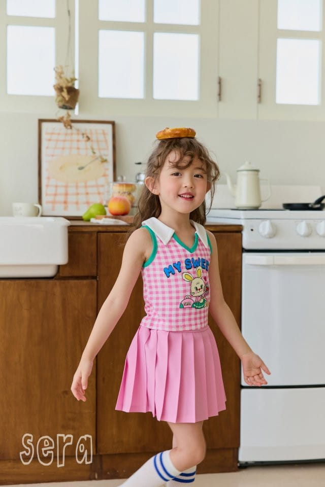 Sera - Korean Children Fashion - #fashionkids - Check Collar Sleeveless Tee - 7