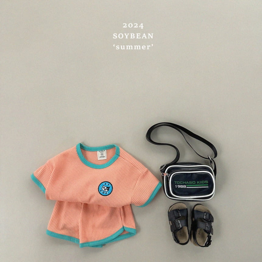 Soybean - Korean Children Fashion - #childofig - Waffle Kkureogi Top Bottom Set - 4